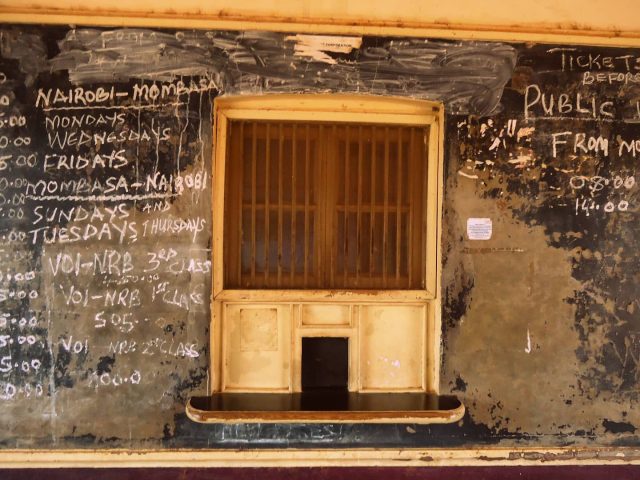 Captured: August 2013
Booking office at Voi railway station, notice the weekly train schedule written on the board.
#Railway #RailwayHistory #EastAfrica #Kenya #Uganda #Tanzania #AfricanRailways