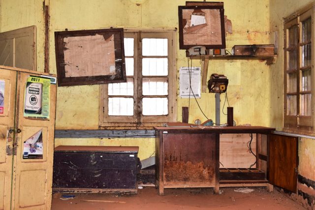 Interior of Ndi station. This was taken in October 2015. By this time, most stations had been shut down, we were lucky enough to find the station caretaker who let us in. You can tell from the state of the interior that it hadn't been in use for a long time.